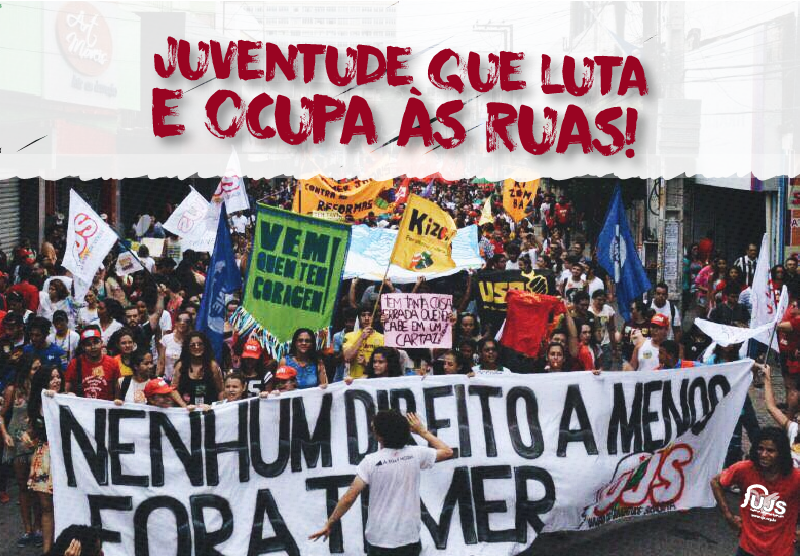UJSBRASIL's tweet photo. Juventude que luta é juventude que ocupa às ruas! #UJSPresente #GreveGeral #ParamosOBrasil https://t.co/OOMx0ECPqn