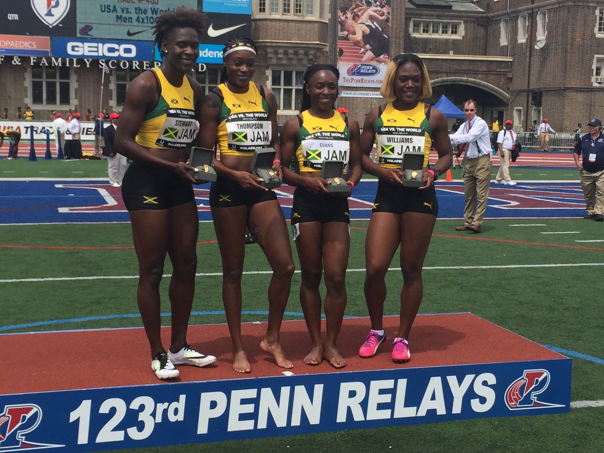 Kerron Stewart, Elaine Thompson, Gayon Evans and Christania Williams.