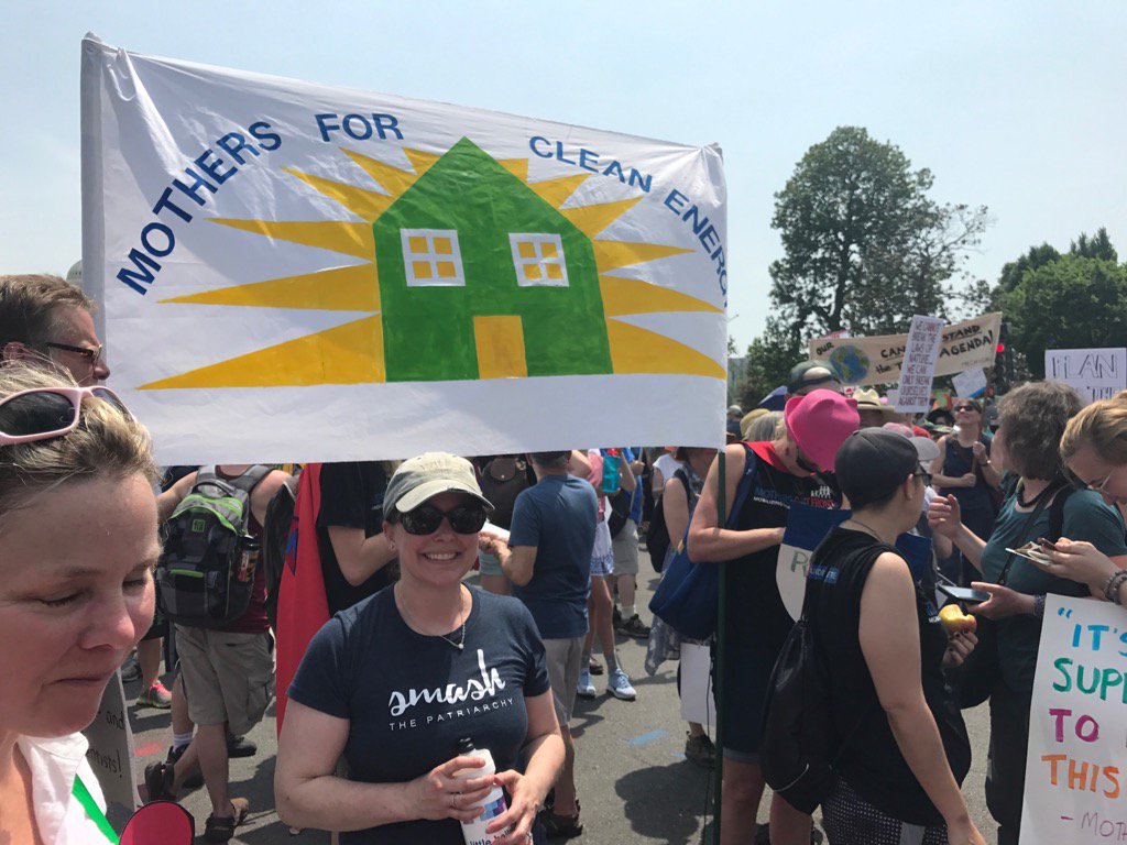Off to march!  <a href="/MothersOutFront/">Mothers Out Front</a> #Climate march #momsprotectclimate