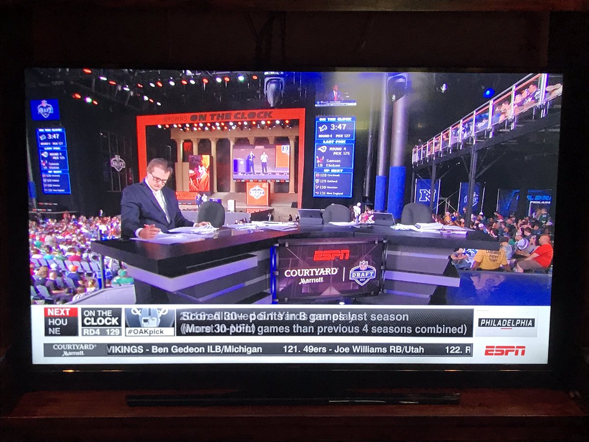 Randy_Smoot's tweet photo. Just got a glimpse of the impact of the #ESPNLayoffs..Exhibit A at #NFLDraft #JustMel 😳 https://t.co/vW4tUQiNRg