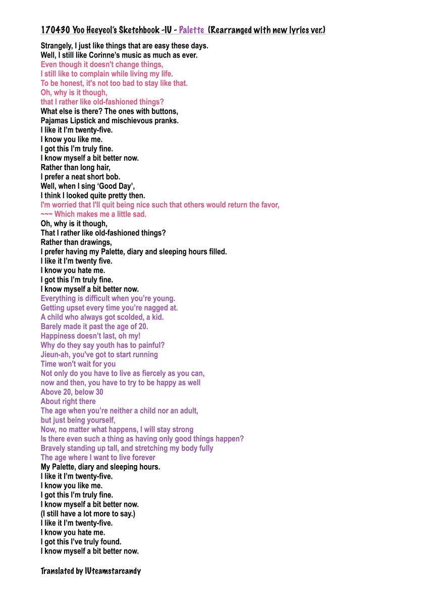 Team On Twitter Trans 170430 Yhy Sketchbook Iu Palette Rearranged With New Lyrics Watch Https T Co Ltmils9nq3 Https T Co Wlhz0a84hx Twitter