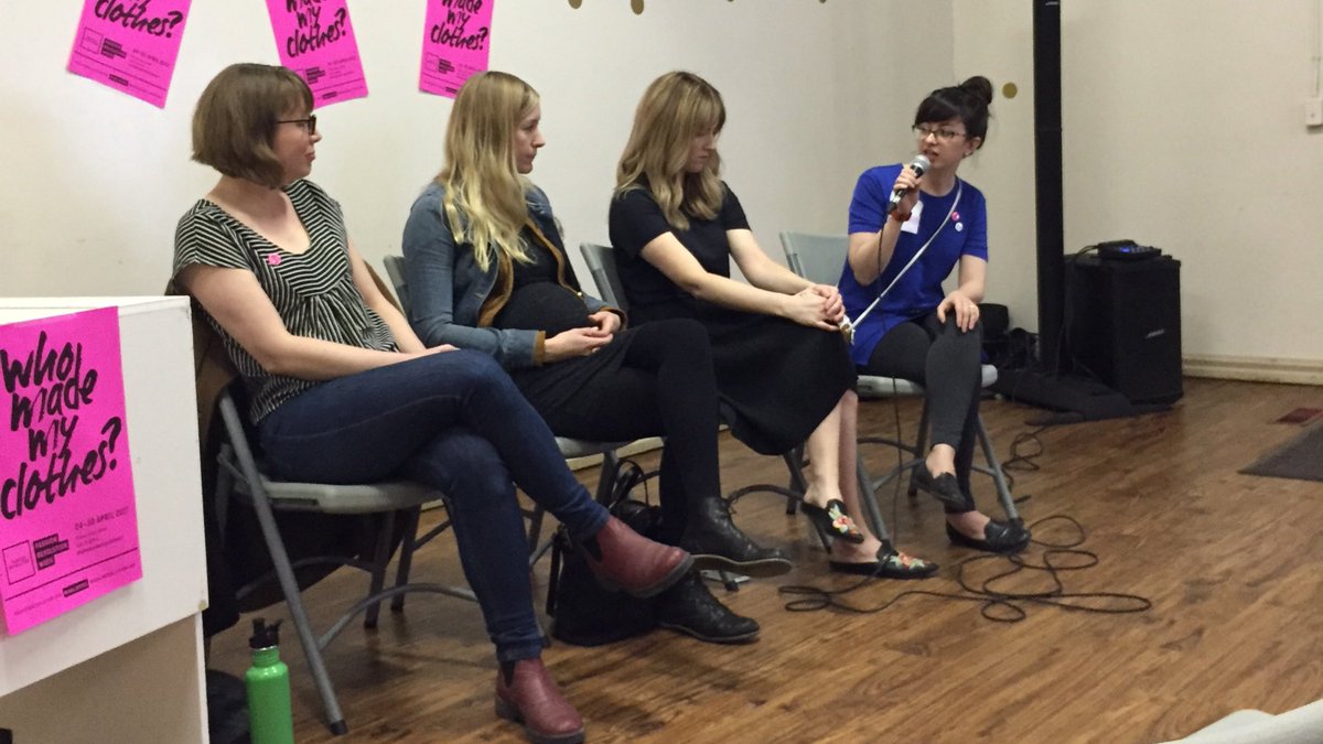 KarenUnland's tweet photo. It's @mdrngirl of @publicityroom, Crystal of Sweet Jane Studio &amp; Janna of @ArturoDenimCo talking to @FlatterMeBelts' Claire at @chgofclothes https://t.co/GRy863dTWJ