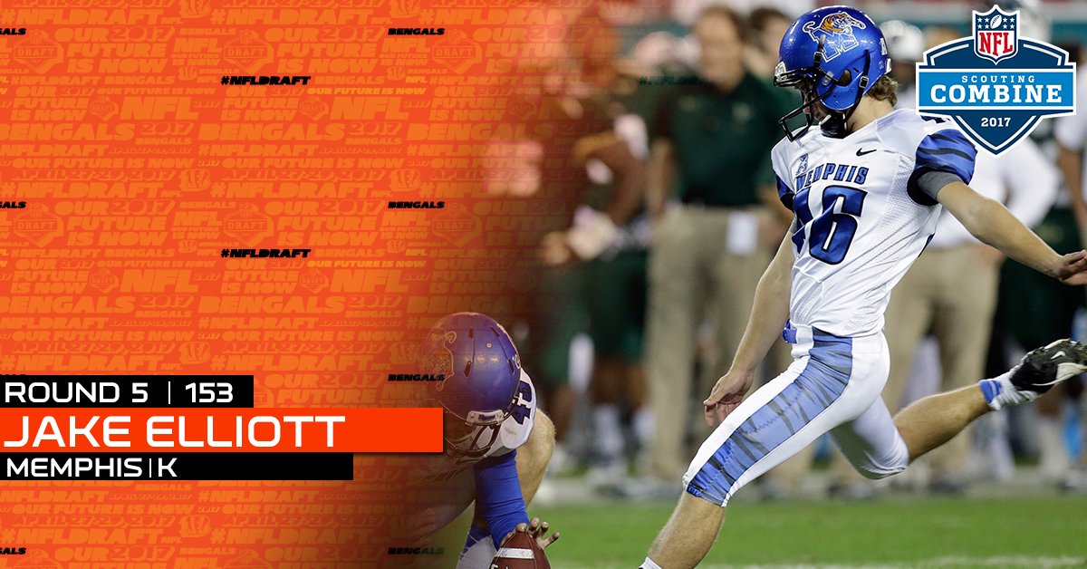 With the 153rd pick in the 2017 NFL Draft, the #Bengals select K Jake Elliott https://t.co/JlQRtOrWWA