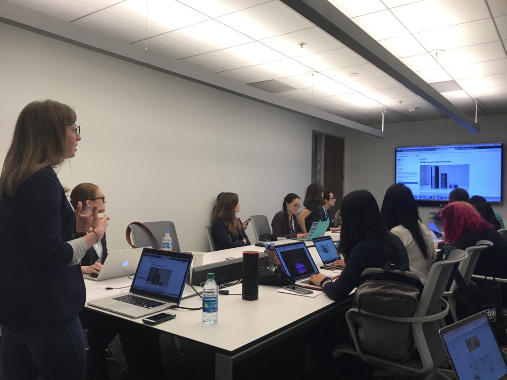 WWCodeTC's tweet image. Lead @caitecoll is delivering her Alexa skills workshop at #WWCodeConnect at @twitter in San Francisco #WeRise #WWCode