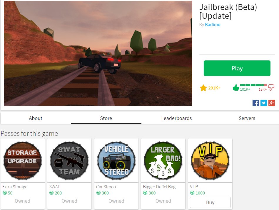 Scriptonroblox On Twitter I Think Jailbreak Is An Excellent Example Of How A Roblox Game Doesn T Need To Be Greedy And Unfair To Earn Robux - robux greedy
