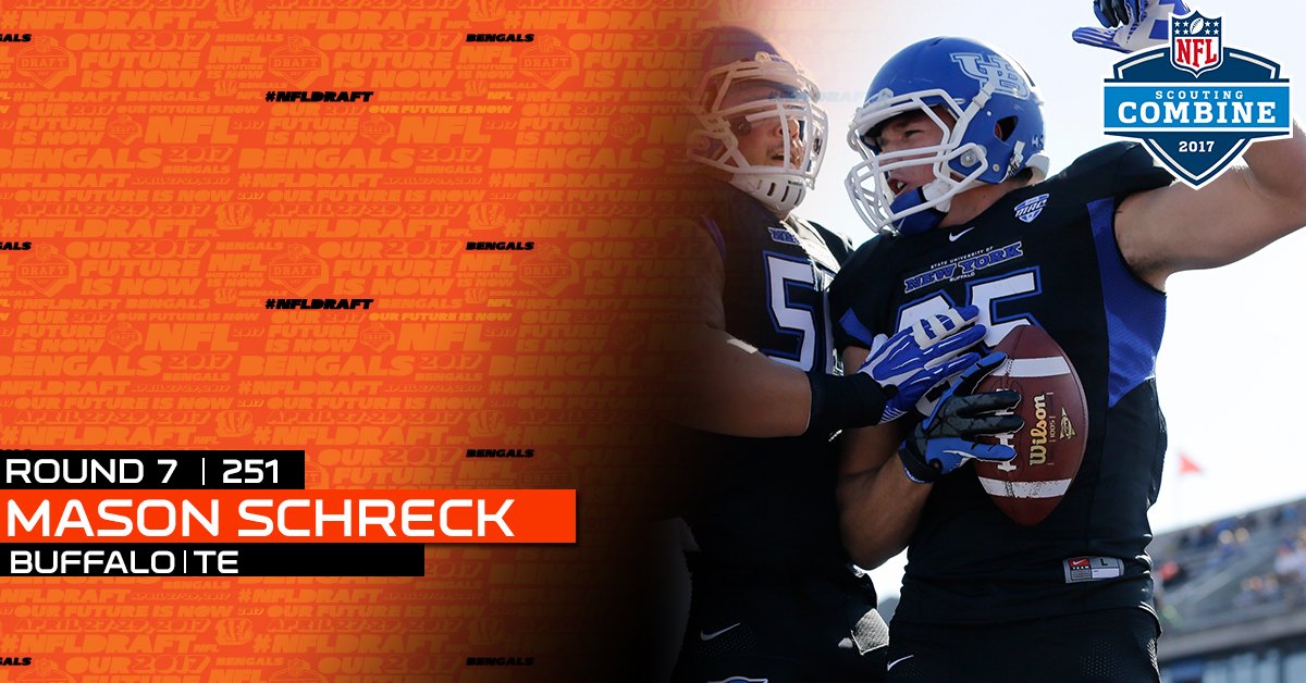 With the 251st selection in the 2017 NFL Draft, the #Bengals select TE Mason Schreck. https://t.co/uYRoPOvqBD