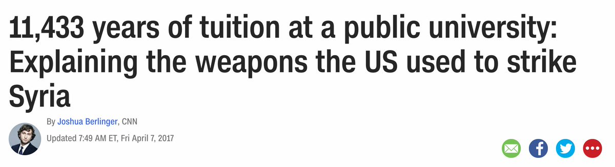 ethan_jaynes's tweet image. Inspired by @ZachWeiner, I developed an extension for Chrome that replaces military equipment with its cost in units of college tuition.