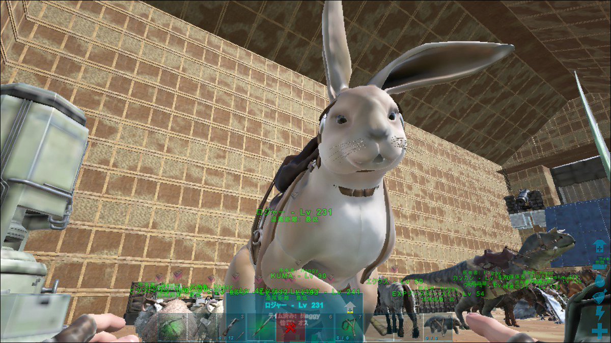 Haggy Ark Seのイースターイベントでチマチマとイベント用タマゴを集めてたけど なんとか目標の70個を集めてプロコプトドンのスキンを入手 事前に捕まえておいたプロコプトドンに着せてみたら 可愛くなったｗ こんなオッサン顔がこんなにラブリーにｗ