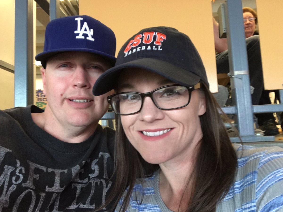 CourtneyLocke14's tweet photo. @redturn2 wore my @CSUFBaseball hat to the #Dodger game! #b2b2b first season HR! #congrats ❤️ https://t.co/i9lyiv810u