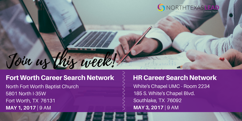 We're going on a <a href="/CareerSearchNet/">CareerSearchNetwork</a> speaking tour! Come join us this week to learn more about our job search program. northtexaslead.org