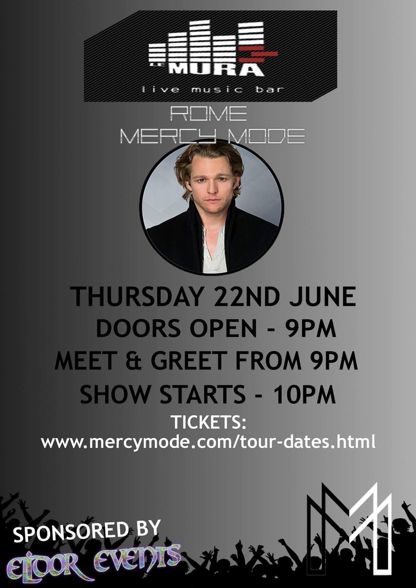 MercyModeItalia's tweet photo. https://t.co/Epo7mcjV7K @mercymodeband live!!What a great sound!They r waiting for you at Rome concert ! 22/06 from 9 pm ! Don't miss it! ;) https://t.co/Dbd1BN8H0M