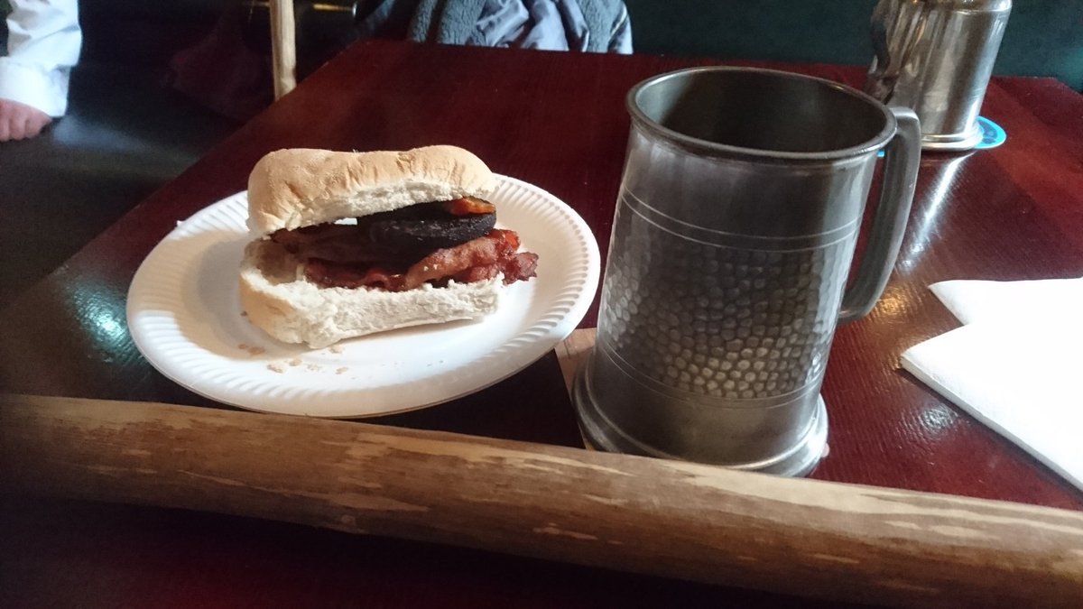 Ebor morris @WaggonYork fuelling up on bacon and black pudding