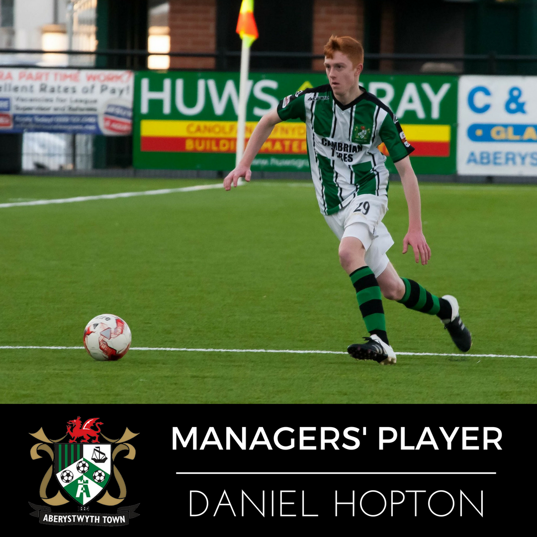 AberystwythTown's tweet photo. The winner of the U19s Managers' Player of the Year in last nights' presentation evening was centre-half @Dan_Hopton https://t.co/sPi3Bk3G5p