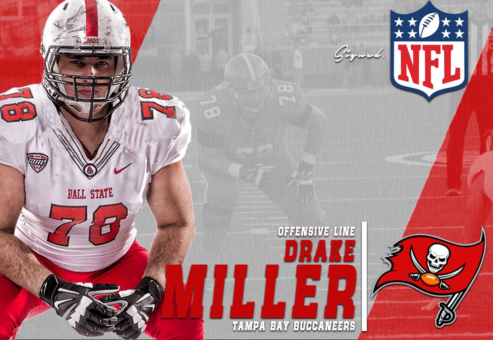 BallStateFB's tweet image. Congratulations to Drake Miller on signing with the Tampa Bay Buccaneers! @DrakeDrizzyMill #CardsInTheNFL #TrueCardinal
