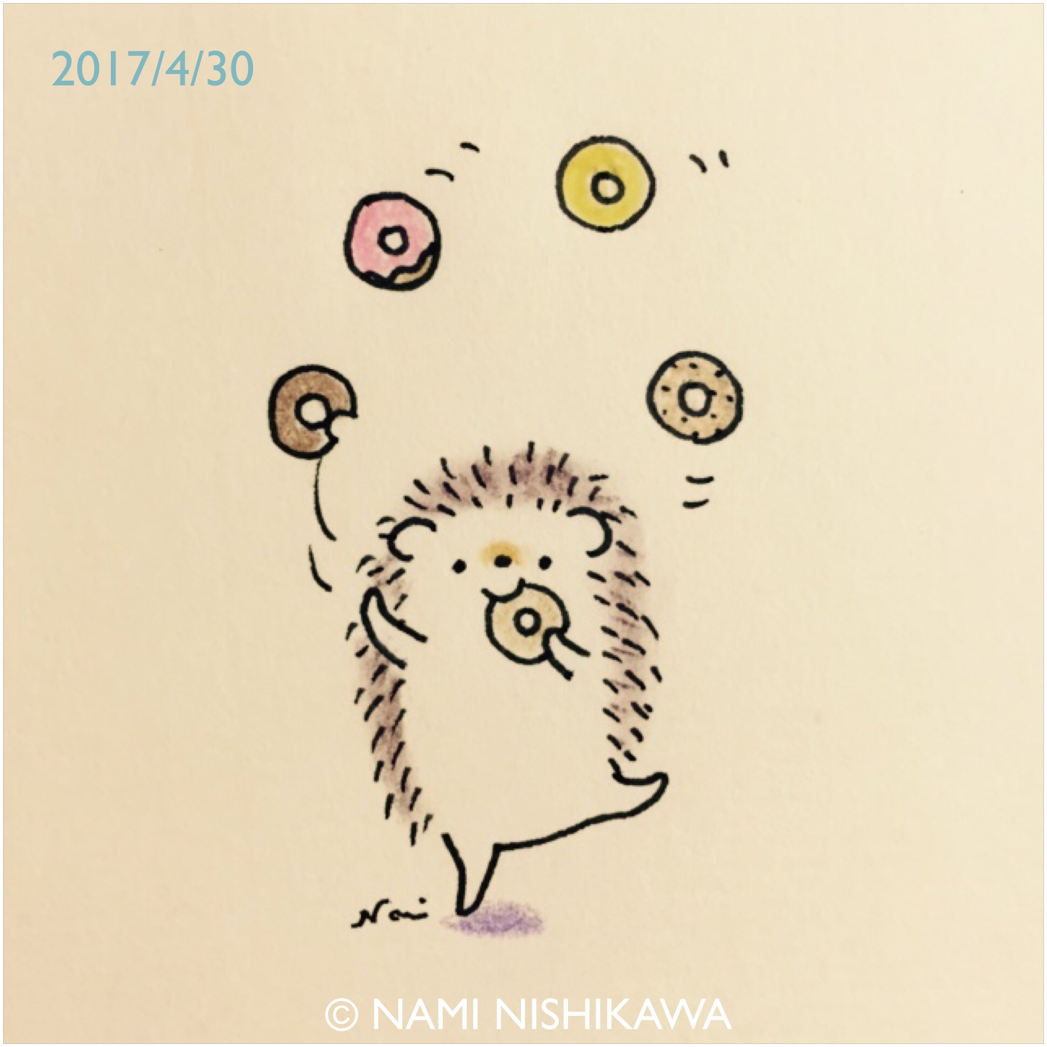 にしかわなみ なみはりねずみ 1162 ドーナツ Doughnuts Illustration Hedgehog イラスト ハリネズミ なみはりねずみ T Co Hsxqy8vszo Twitter