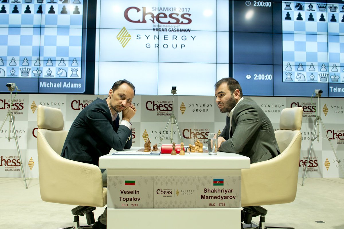 ShamkirChess_17's tweet image. Shakhriyar Mamedyarov - Veselin Topalov 1/2 - 1/2
#ShamkirChess2017 #chess #SynergyGroup #VugarGashimov #ShamkirChess