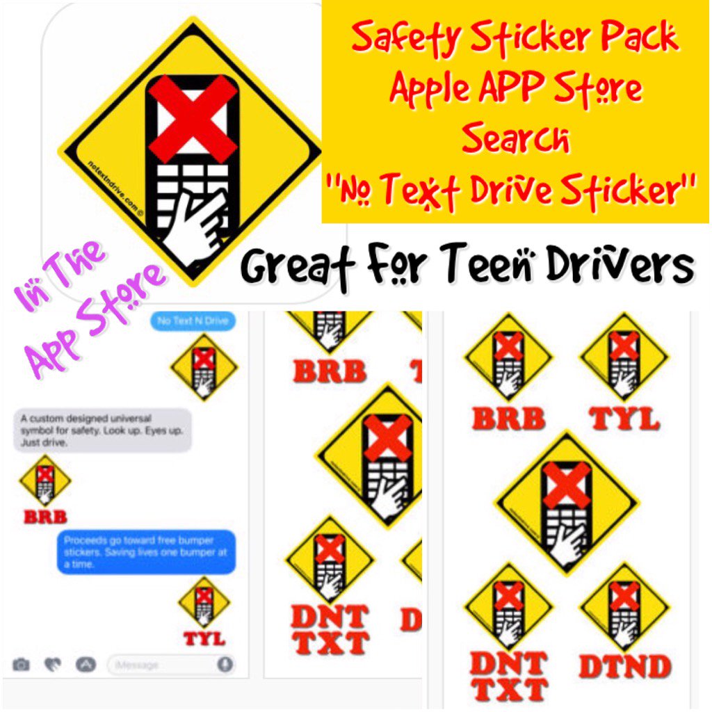 notextndriv's tweet image. Save a life TODAY! iPhone STICKER PACK app #notextanddrive #donttextanddrive #itcanwait #teendrivers