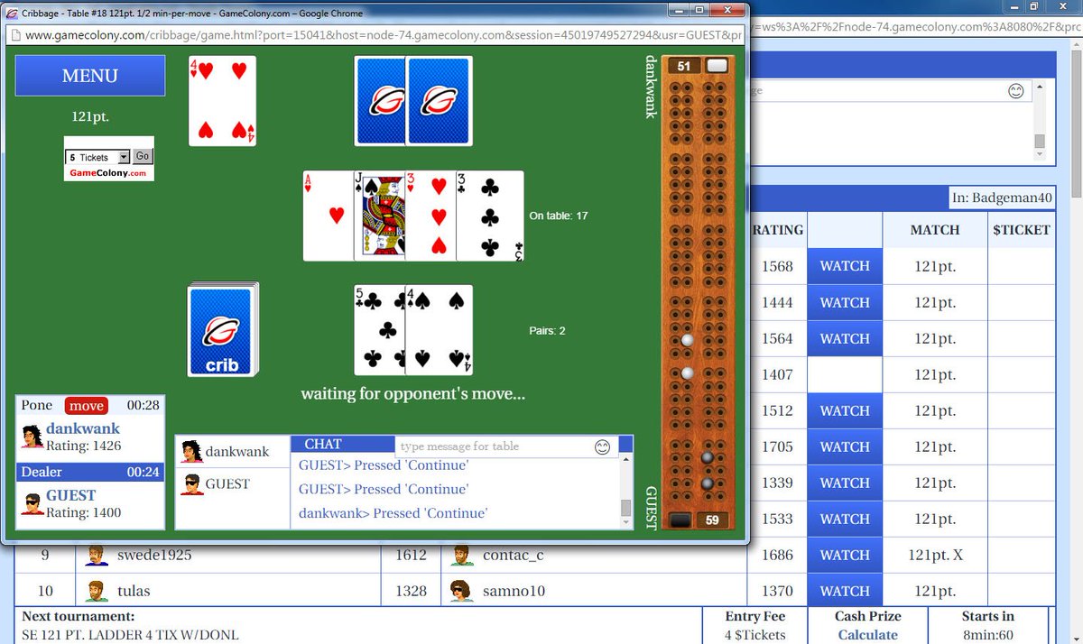 CribbageLive's tweet image. Every day, every hour, one-on-one Cribbage games or tournaments! 

cribbage-play.com