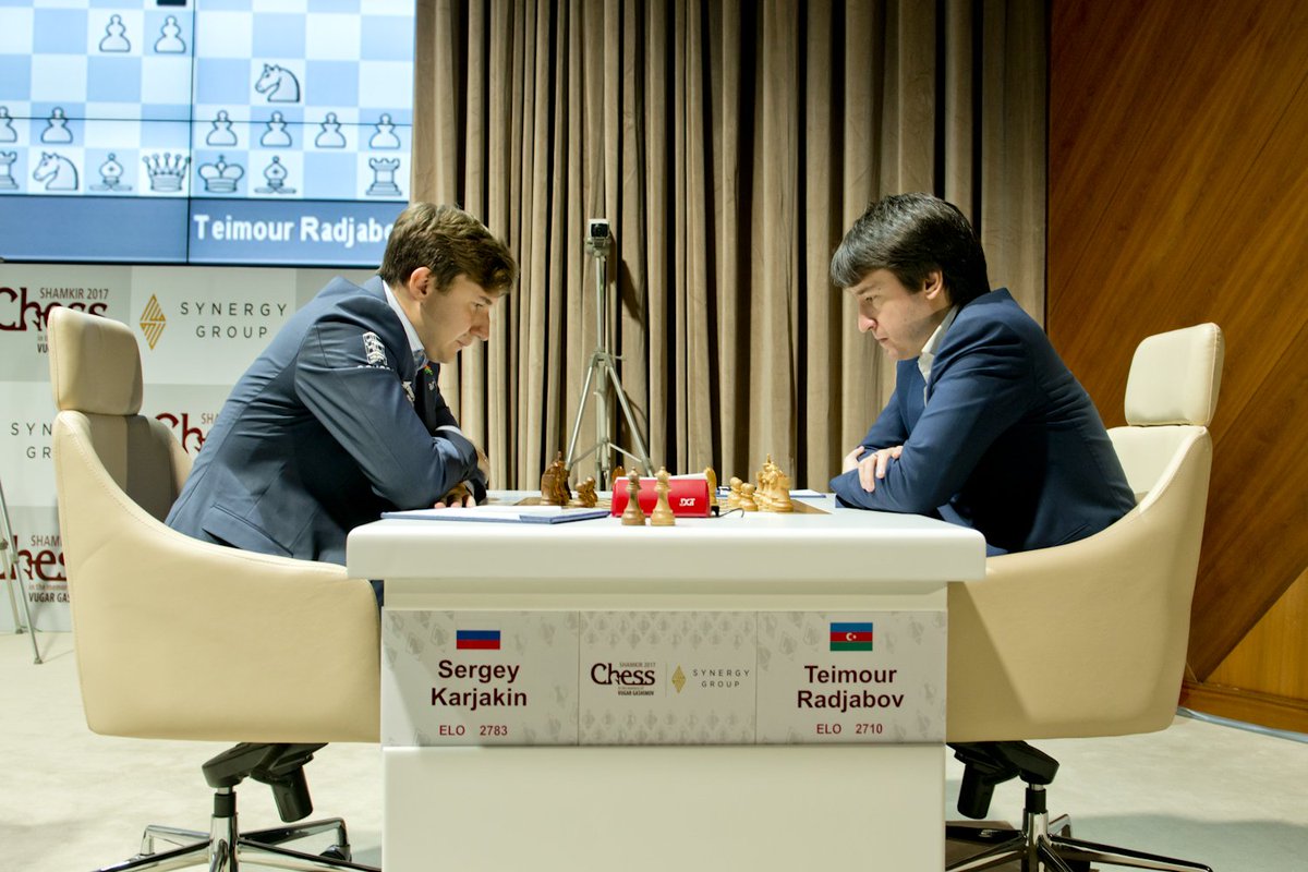 ShamkirChess_17's tweet image. Teimour Radjabov  - Sergey Karjakin 1/2 -1/2
#ShamkirChess2017 #chess #SynergyGroup #VugarGashimov #ShamkirChess