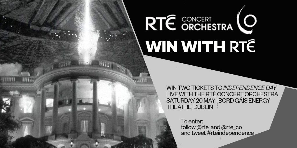 Win 2 tickets to Independence Day live with <a href="/rte_co/">RTÉConcertOrchestra</a>, May 20th <a href="/BGETheatre/">Bord Gáis Energy Theatre</a>. To enter follow <a href="/rte/">RTÉ</a> + <a href="/rte_co/">RTÉConcertOrchestra</a> + tweet #rteindependence