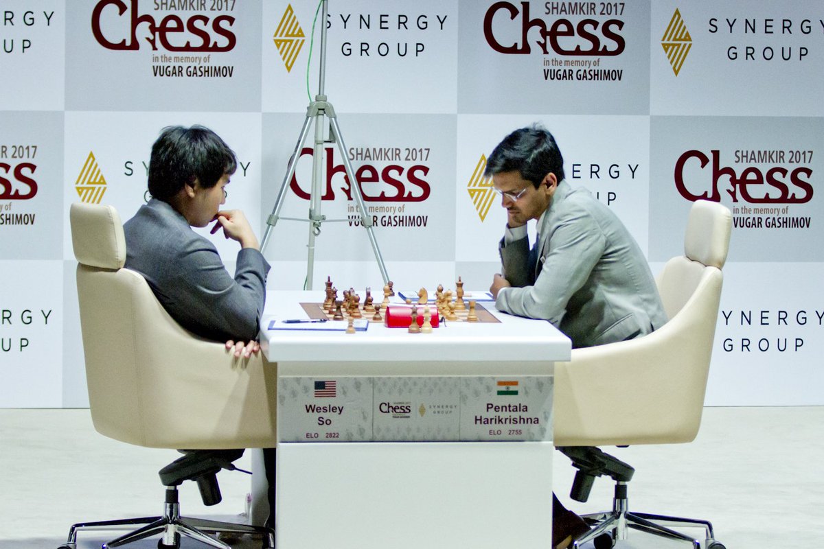 ShamkirChess_17's tweet image. So Wesley - Pentala Harikrishna 
1/2-1/2
#ShamkirChess2017 #chess #SynergyGroup #VugarGashimov #ShamkirChess