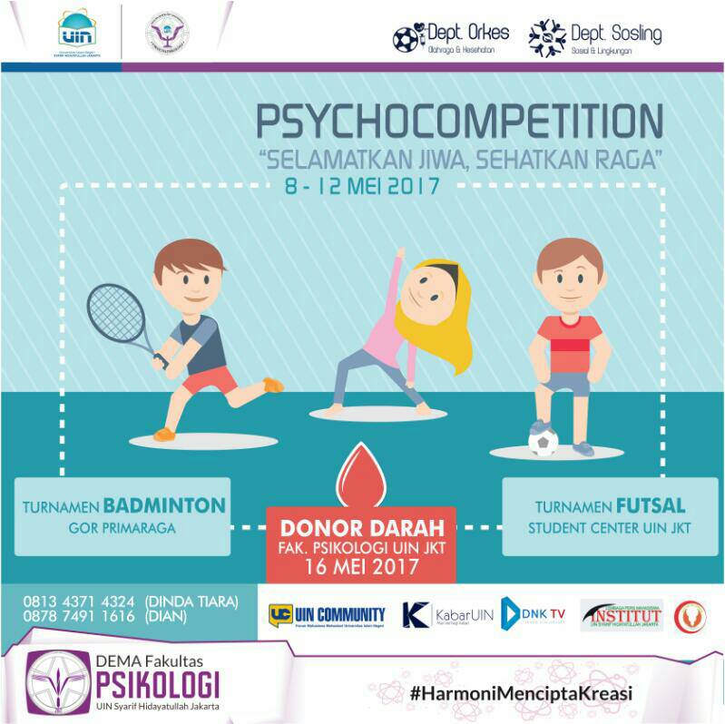 Selamatkan Jiwa, Sehatkan Raga! Yuk ikutan Badminton &amp; Futsal PSYCHOCOMPETITION 2017 ^^ #weloveuin #HarmoniMenciptaKreasi