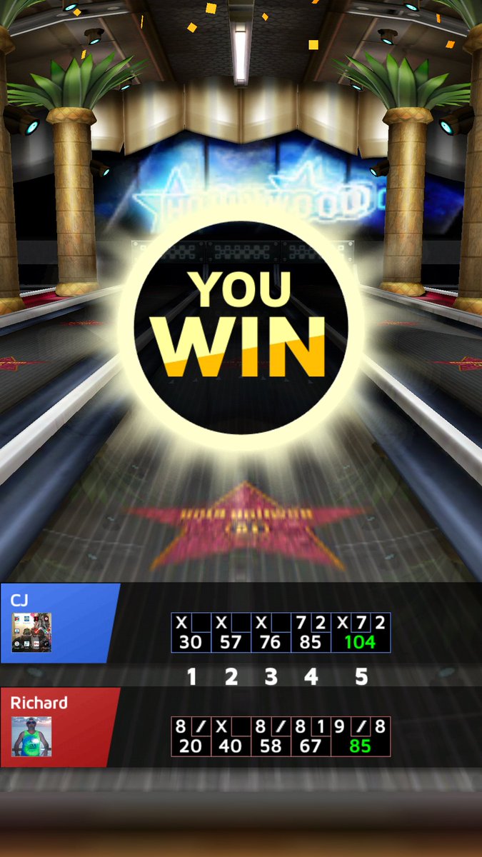sdcharles07's tweet image. I won at Los Angeles stage with 104 points! Challenge me now![goo.gl/PKD66U] #Bowling_King