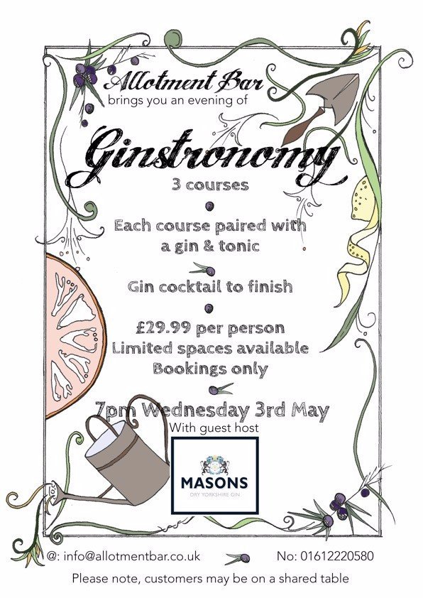 Next months Ginstronomy is with the fabulous Mason's @yorkshiregin! Only 20 places so get booked in. #ginstronomy #ginbar #foodmatching