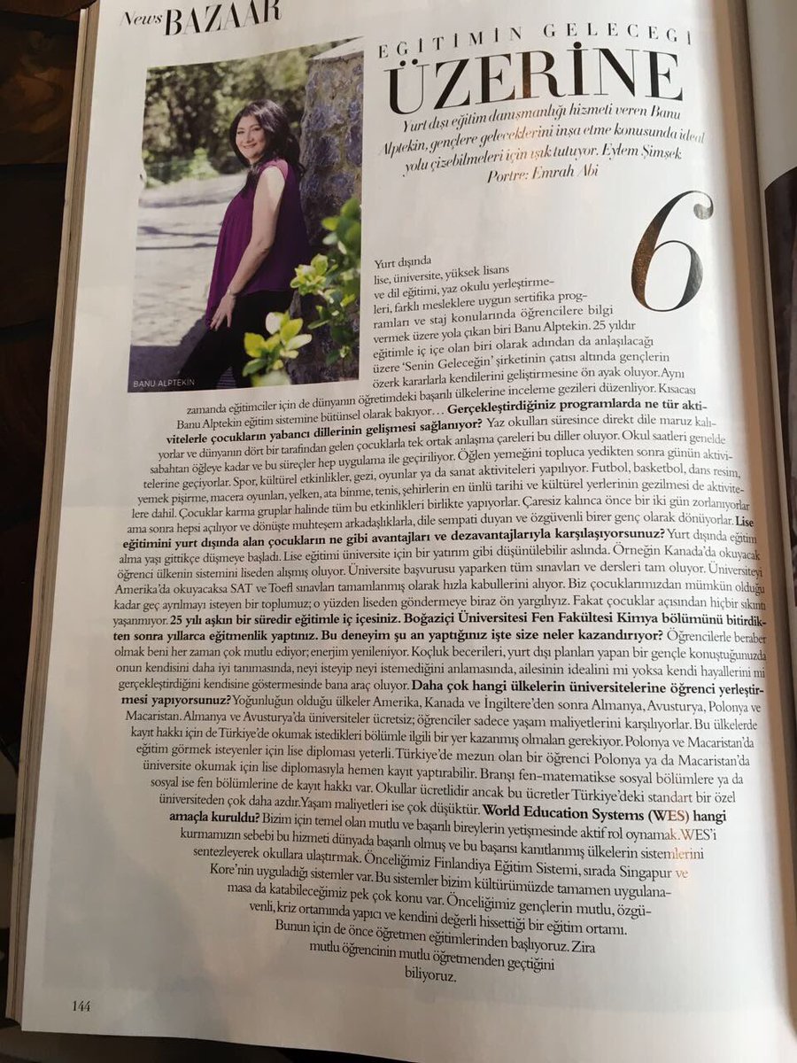 Harper's Bazaar Mayıs sayısındaki ropörtajım #egitim #danismanlik #egitimdanismani #eğitimdanışmanlığı #yurtdisi