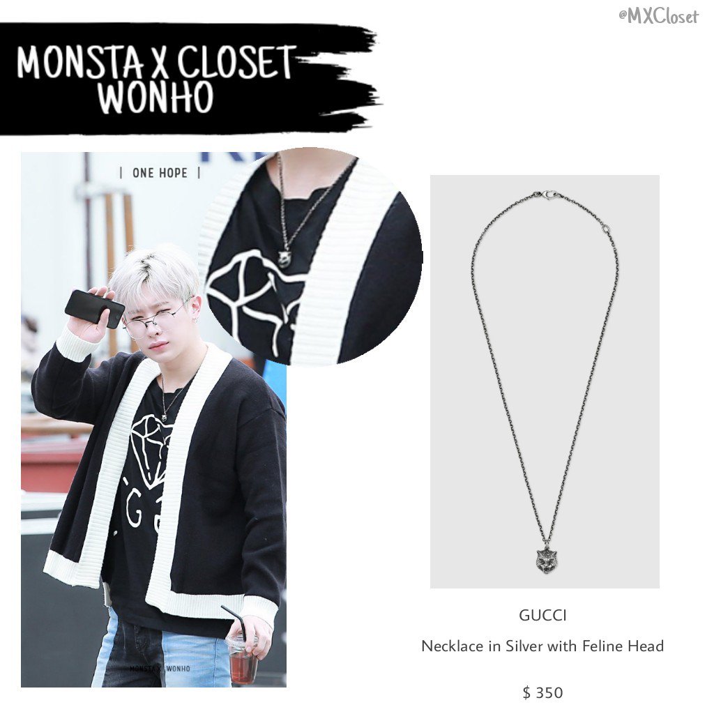 necklace in silver with feline head