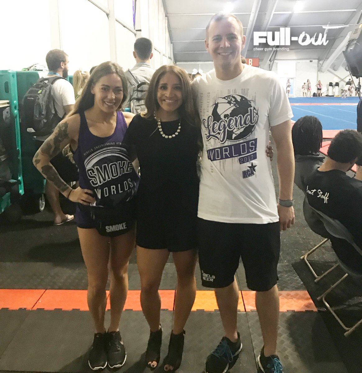 Ran into a couple of our fav people, <a href="/CheerRCA/">Rebels Cheerleading</a>. We pushed the limits on their worlds tees &amp; it was worth it! 

#cheerworlds2017 #fullout