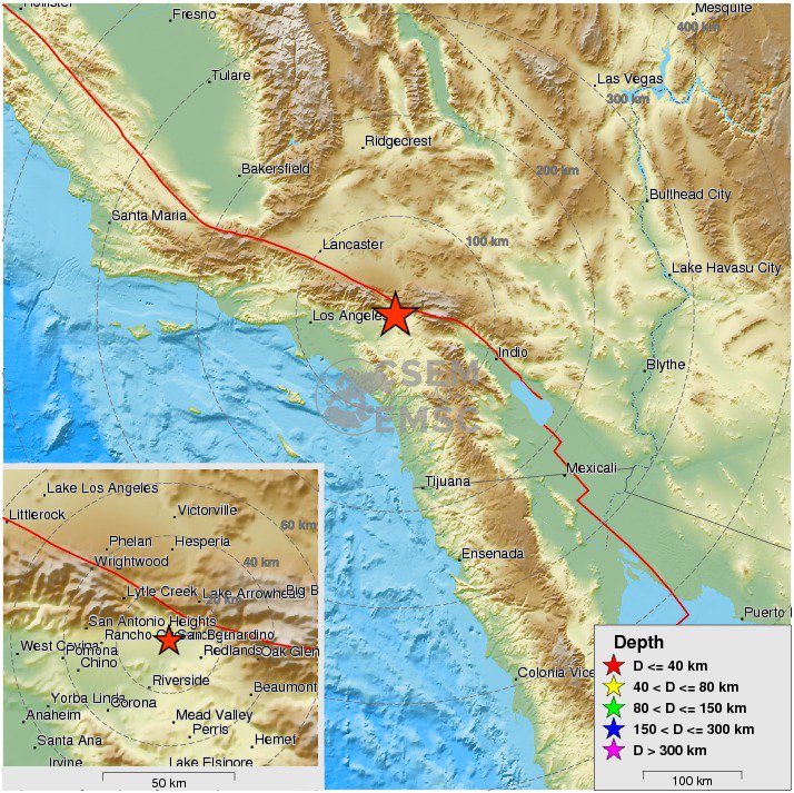 Felt earthquake (sismo) M3.0 strikes 19 km NE of Riverside (California