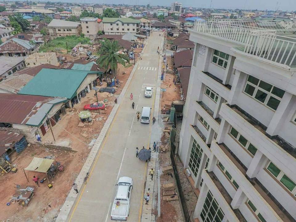 Image result for commissioning of the newly constructed Nevis Street Road, which links four major roads in Benin City.