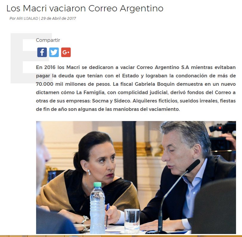 En 2016 los Macri se dedicaron a vaciar Correo Argentino mientras evitaban... ln.is/s6jtu by #NuevoEncuentro_ via <a href="/c0nvey/">Convey</a>