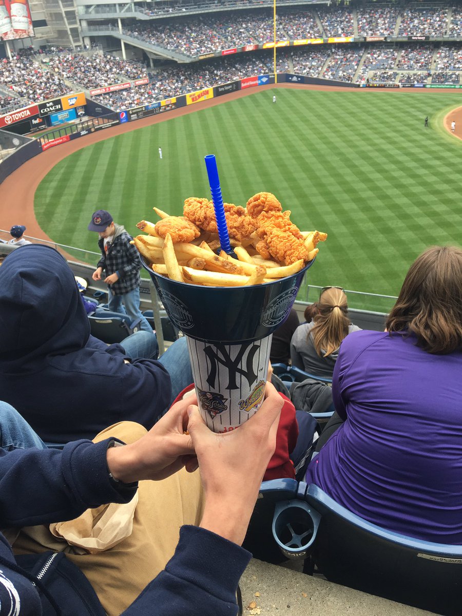 Bowl of chicken and fries, with a straw to your soda through the center. Murica.