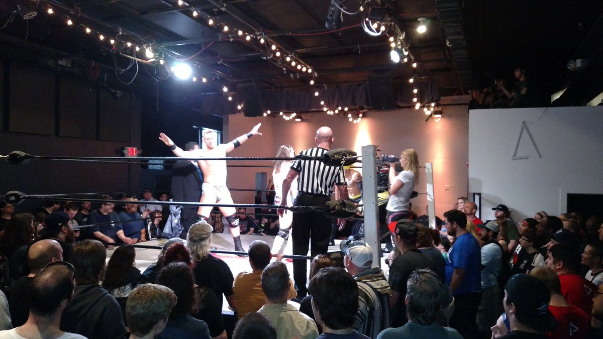 beyondwrestling's tweet photo. #BeyondRI #FeelingMinnesota MATCH 5: @AmericanDestroy (@DonovanDijak @mikeyflies247) vs. EYFBO (@SantanaLAX @Ortiz5150). Surprise! https://t.co/qGva0X4ZF4