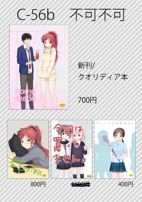 4日のSCCのお品書きです。再録本は今回は搬入の都合で置いてません。 