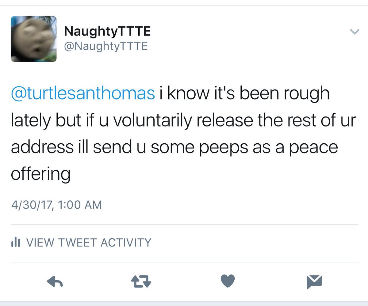 NaughtyTTTE's tweet photo. the peace offering was rejected 
no peeps for anyone https://t.co/KIwWZdWK6j