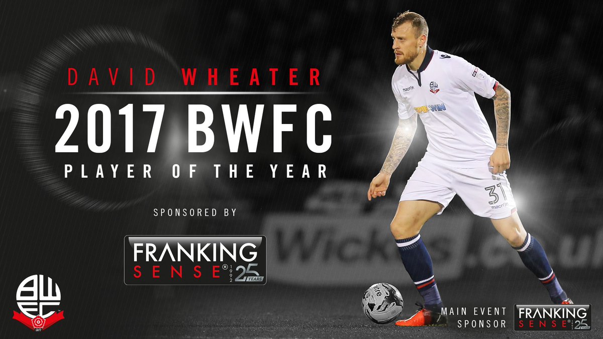 Bolton Wanderers (@officialbwfc) on Twitter photo π It had to be, didn't it? #BWFC's 2016/17 Player of the Year, sponsored by <a href="/frankingsenseuk/">Franking Sense</a>, is... David Wheater! π π It had to be, didn't it? #BWFC's 2016/17 Player of the Year, sponsored by <a href="/frankingsenseuk/">Franking Sense</a>, is... David Wheater! π