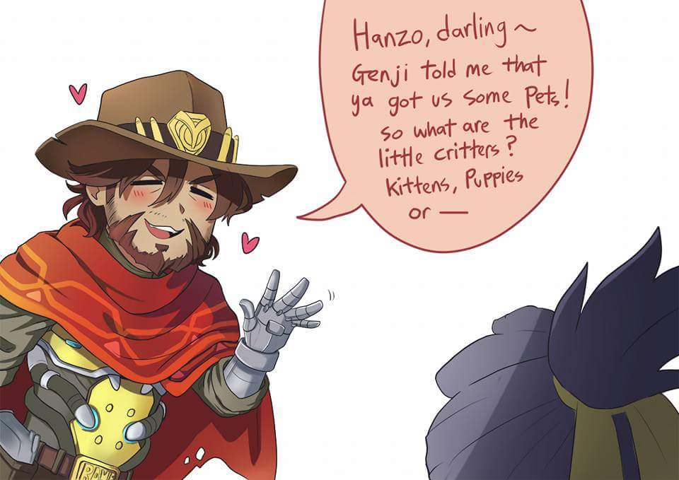 DoragonNoItami's tweet image. "McCree does not approve of my pets." @CallmeMcCree
