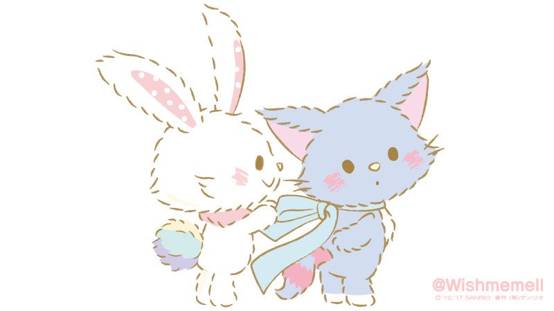 no humans white background blush simple background rabbit blue scarf scarf  illustration images