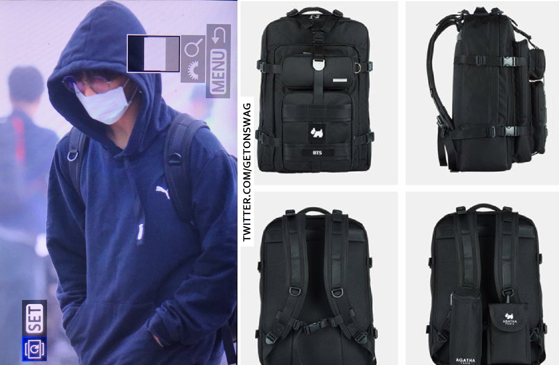 Beyond The Style ✼ Alex ✼ on X: Jungkook 181228 ADER ERROR x PUMA black  backpack  / X