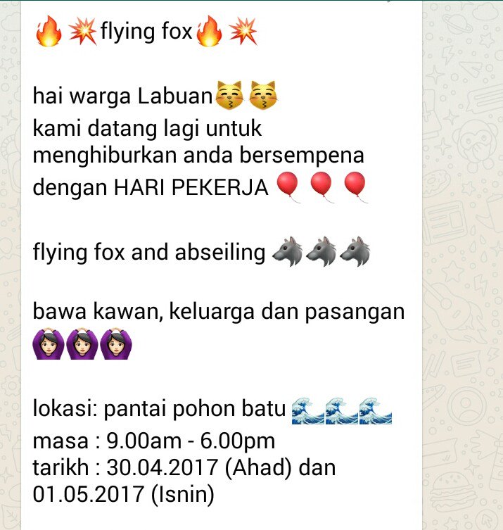 Wp Labuan Malaysia On Twitter Flying Fox Abseiling At Pantai Pohon Batu Rm5 00 Per Person Today Only From 9 Am To 6 Pm Contact 0143549253