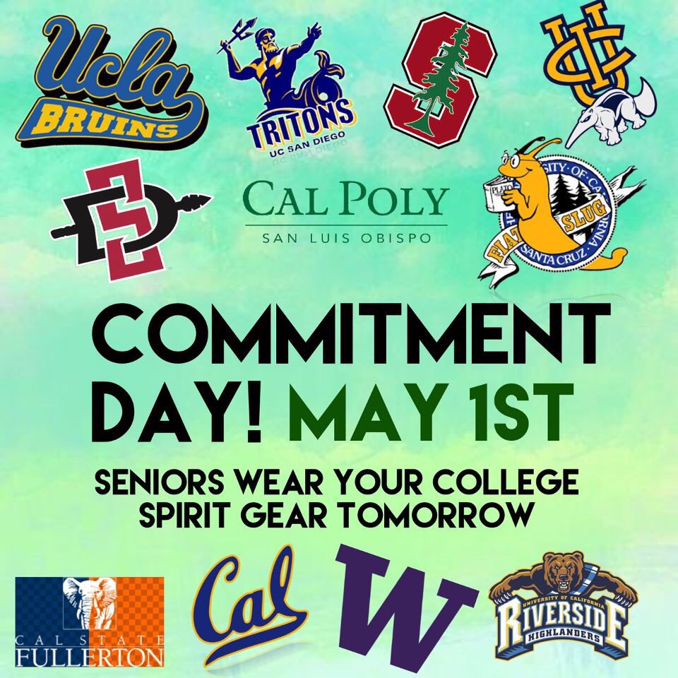 SENIORS!!!!! Please wear your college gear to school tomorrow for national commitment day❗️❗️❗️