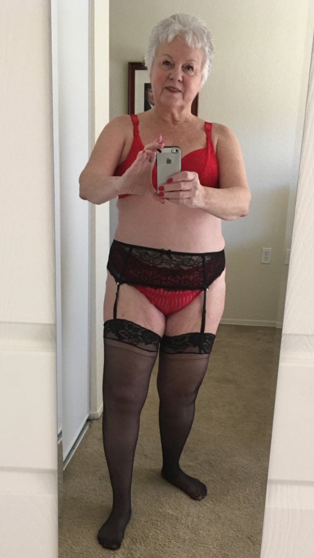 Jealous lingerie grannies solo