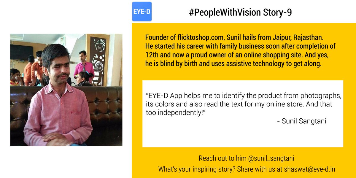 HelloEyeD's tweet photo. Read about @sunil_sangtani, the founder of https://t.co/gVOH4tVbux in our #PeopleWithVision stories. https://t.co/mMXTxNq8mU