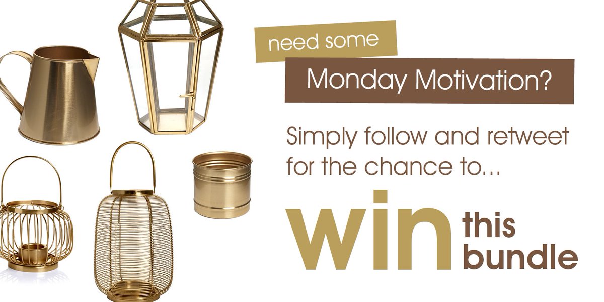 LoveWilko's tweet photo. Need a little #MondayMotivation this #BankHoliday? Simply FOLLOW and RT to #WIN these golden #garden accessories #Competition #MayDay https://t.co/Bv8L3AHFOT