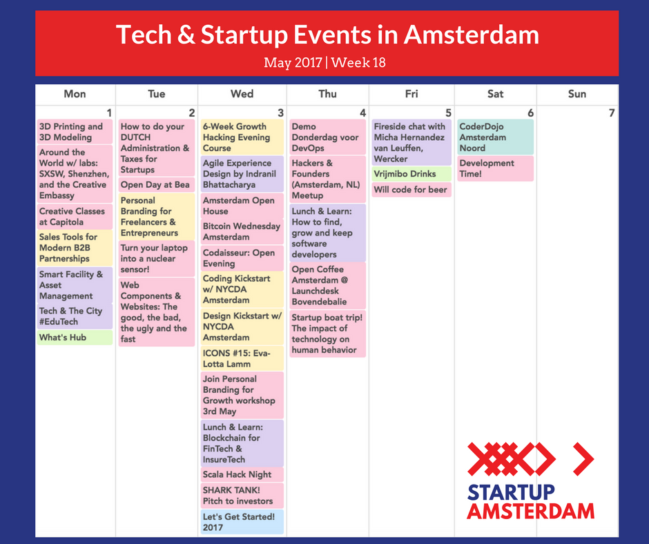 Startup_Adam's tweet image. Happy May! Check out this week's #startup &amp;amp; #tech events in #Amsterdam! buff.ly/2pkhqLS And btw, who's going to THE event of May? 😉