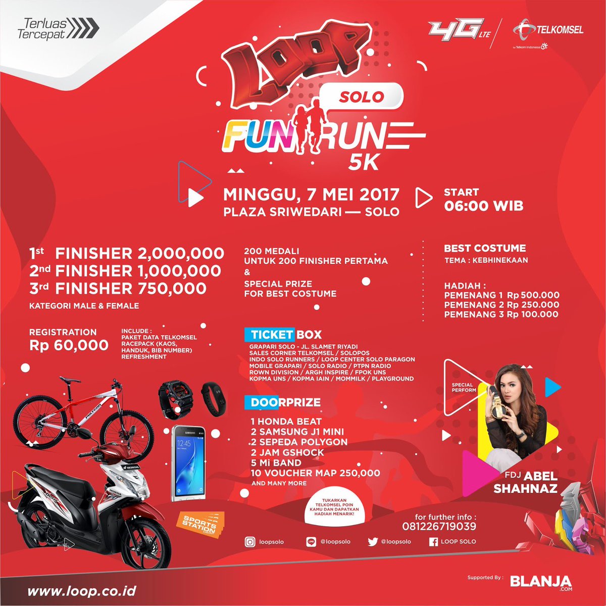 LarikuInfo's tweet image. Loop Fun Run - Solo • 07 Mei 2017 ▶ LariKu.info/lfrs17 ⦿ #Solo, Jawa Tengah #LariKuinfo #LoopFunRun #LombaLari