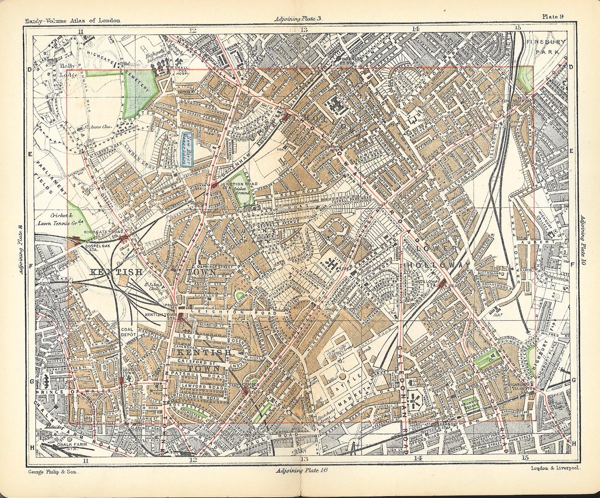 FrontispieceLtd mapsandantiqueprints.com  1891 #kentishtown #Islington #Holloway #caledonianroad #Camden #nw5 #n5 #n19 #n7 #highgateroad